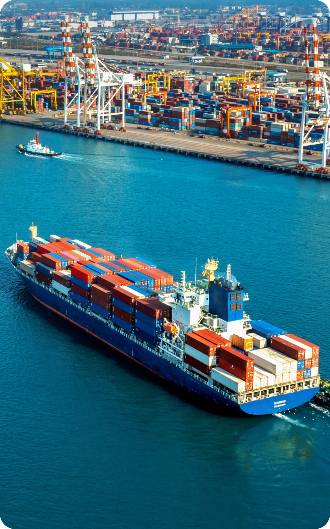 Container ship carrying freight across the water