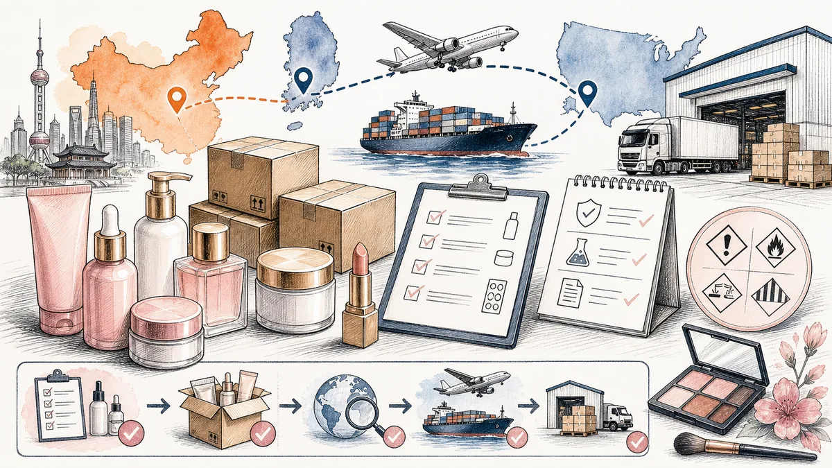 Cosmetics shipping from China and Korea to the USA