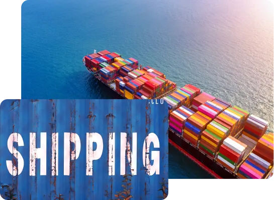 Container ship and freight forwarding collage