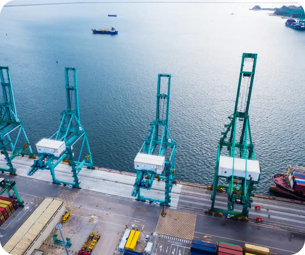 Container cranes at an ocean freight terminal